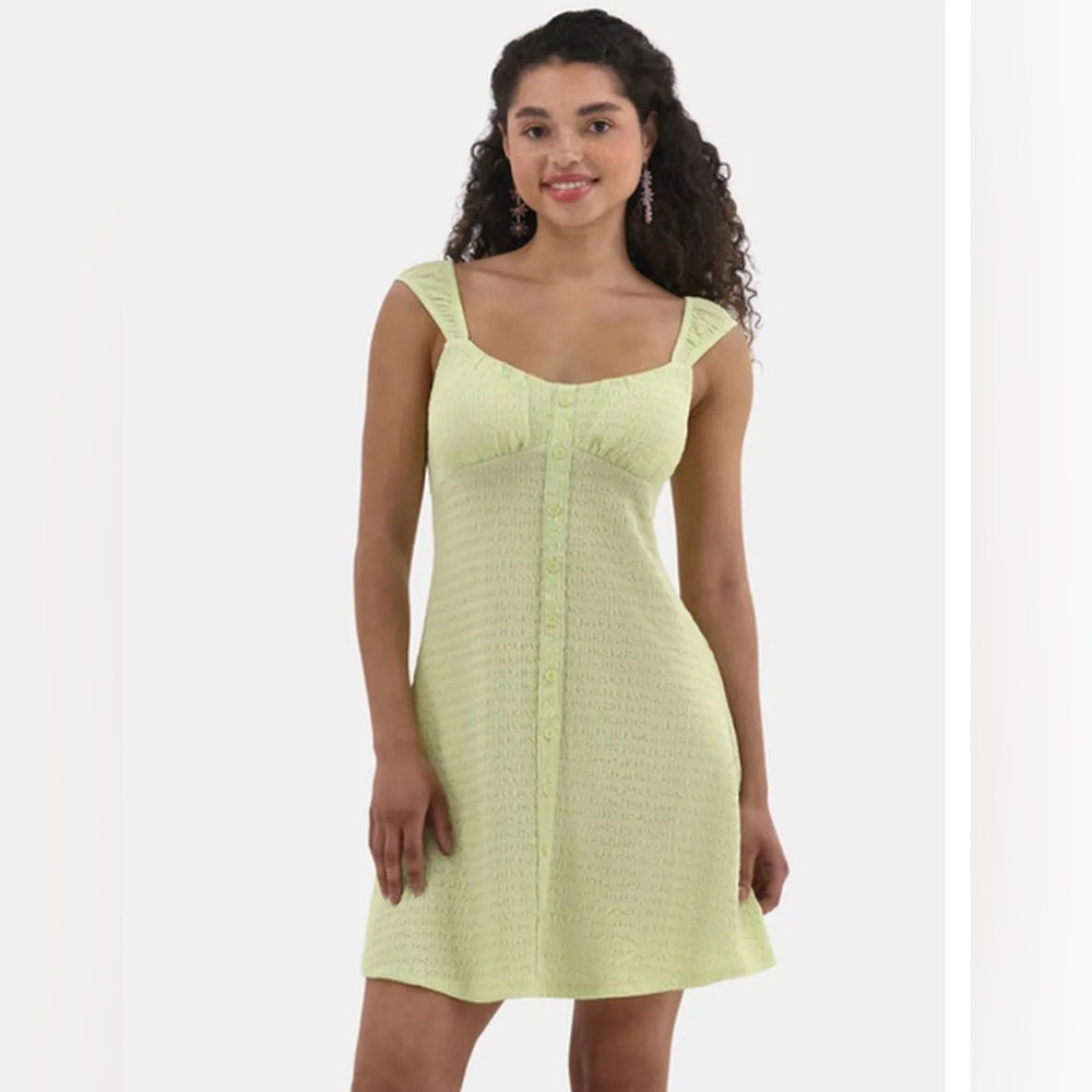 Lime Green Sleeveless Button-Down Dress